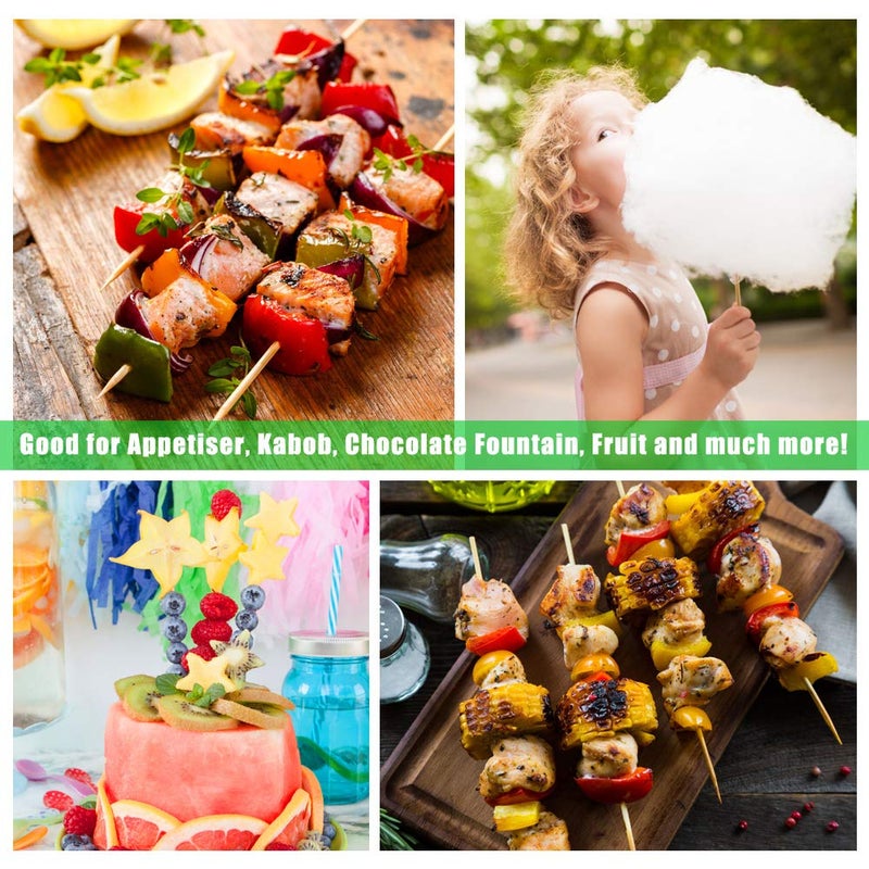 Hysagtek 400 Pcs Wood Skewers 6 Inch Bamboo Skewers Fruit Skewer Chocolate Fountain Sticks Fondue Sticks for Appetizer, BBQ, Cocktail, Kabob, Chocolate Fountain, Barbecue, Party - Image 4